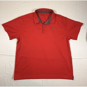 Under Armour Polo Shirt Mens 3XL Red Golf Casual Short Sleeve *